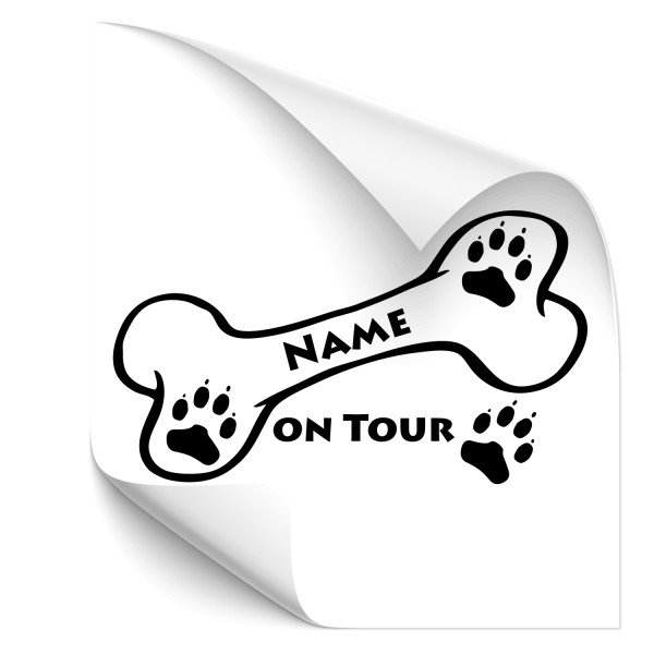 Hundknochen mit Wunschname Heckscheiben Sticker - Beschriftung