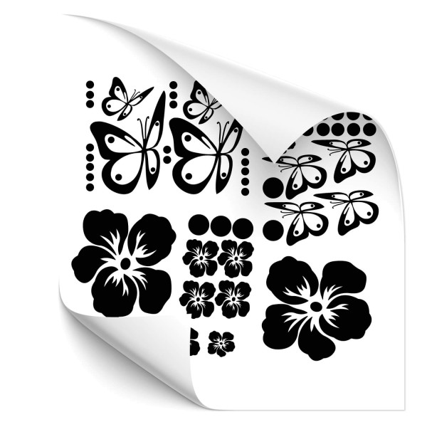 Hibiskus-Schmetterling-Set Autotattoo - Kategorie Shop