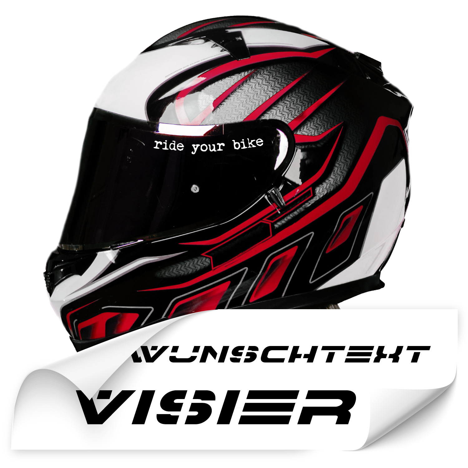 AUFKLEBER HELM VISIERE MOTORRADHELM AUFKLEBER WUNSCHTEXT in Niedersachsen -  Goslar, Motorradbekleidung