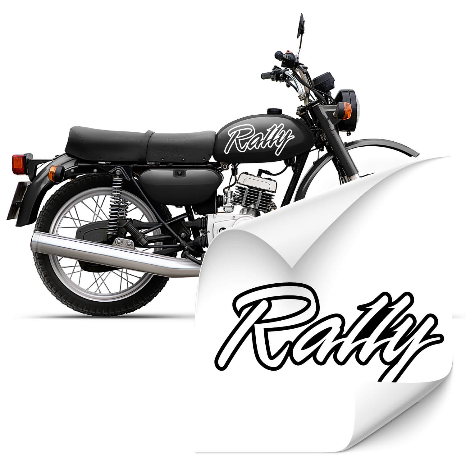 Motorcycle Sticker mit Rally Schriftzug bei Klebe-X kaufen und