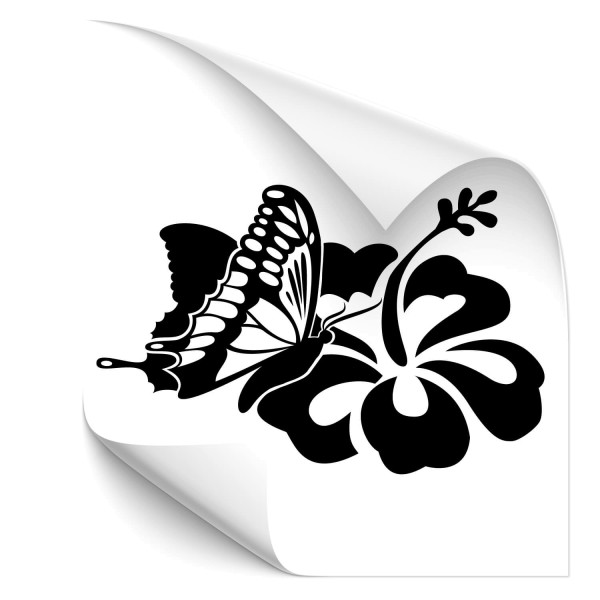 Schmetterling mit Hibiskusblume Autotattoo - Kategorie Shop