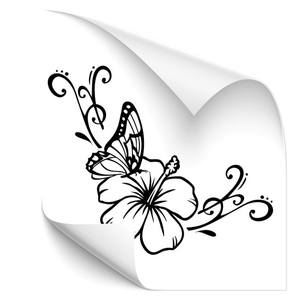 Hibiskusblüte mit Schmetterling Car Tattoo - Kategorie Shop