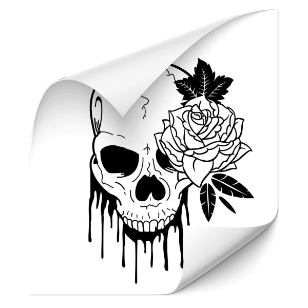 Totenkopf mit Rose Auto Tuning Sticker - Kategorie Shop