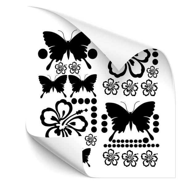 Hibiskus-Schmetterling-Set Fahrzeug Style Sticker - Kategorie Shop